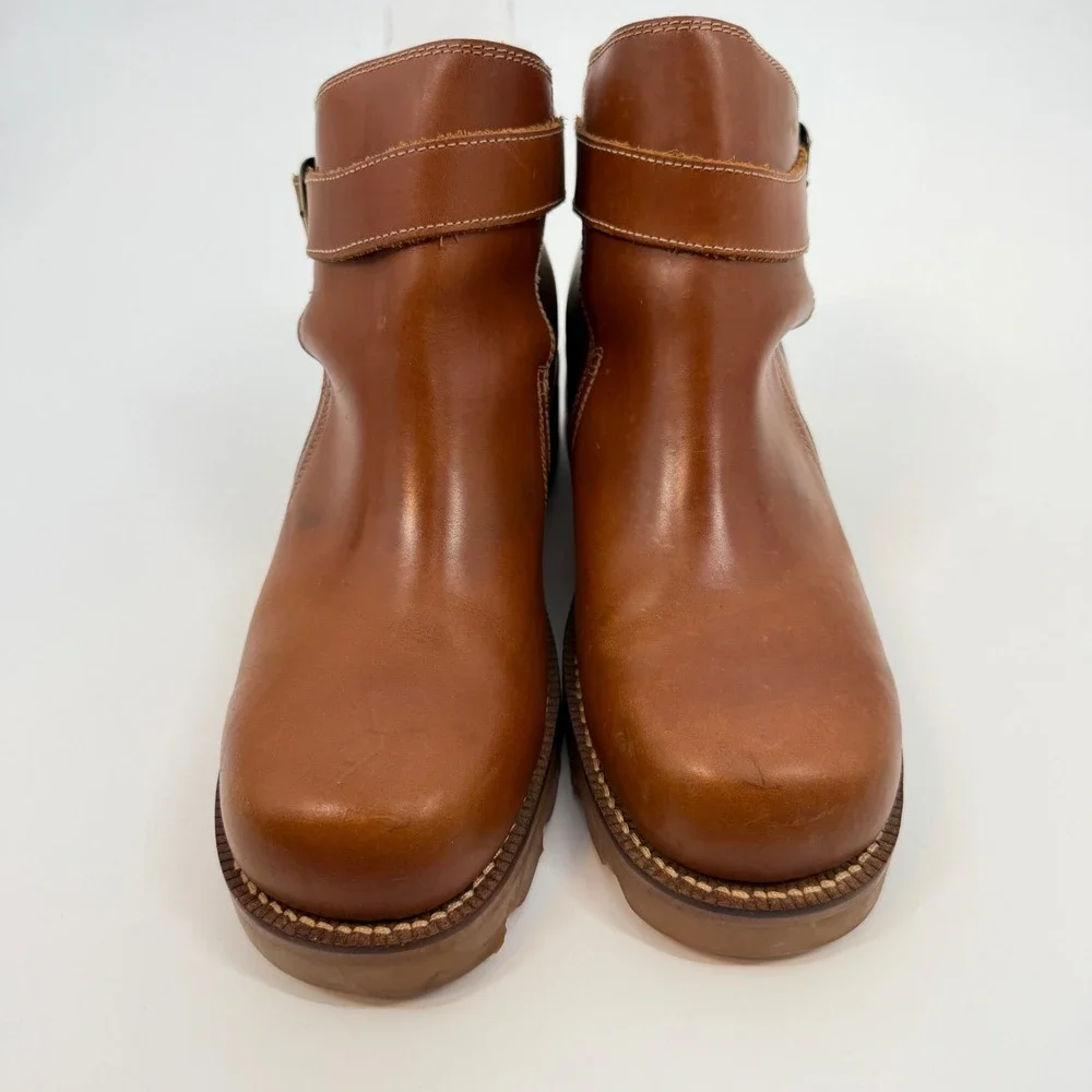 Durango SW1472 Mens Tan Leather Square Toe Buckle Ankle Boots Size 9.5‎ D Brazil